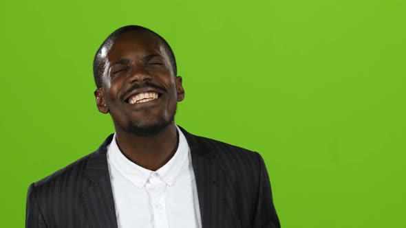 African American Wonderful Guy, His Smile Conquers All, and Laughter Is Contagious. Green Screen