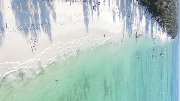 Vertical Video of the Coast of Zanzibar Island Tanzania Slow Motion