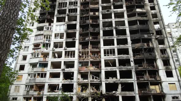 Burnt and Destroyed House in Kyiv Ukraine