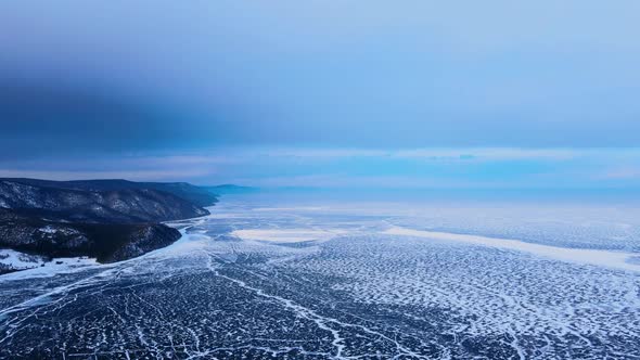 Frozen Lake Baikal Aerial View