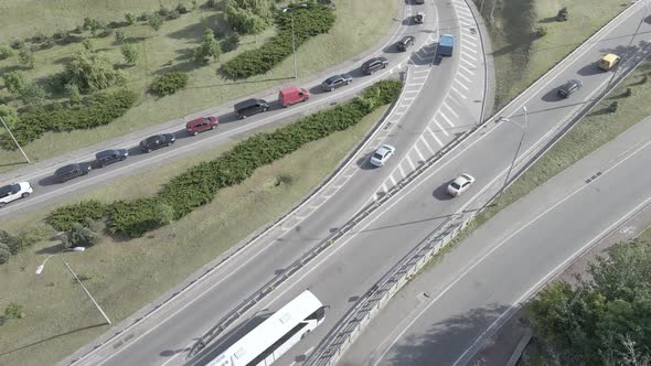 Kyiv. Ukraine: Road Junction. Aerial View, Flat, Gray