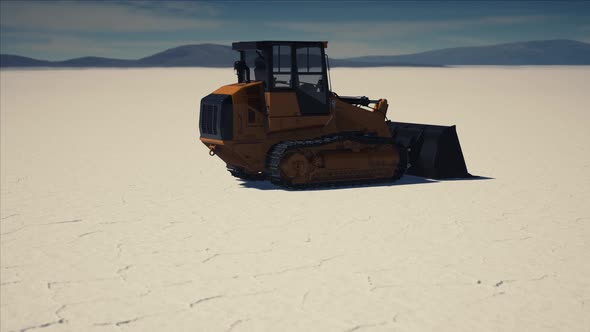 Road Grading Machine on the Salt Desert Road