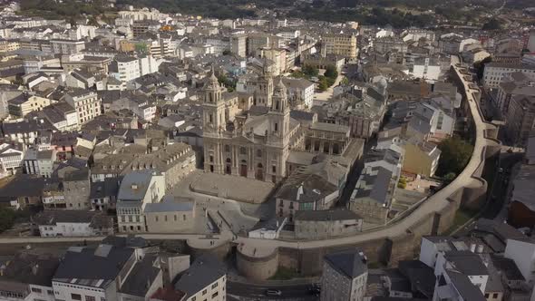Aerial View of Lugo Walled City , Galicia, Spain.