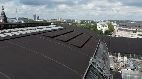 Forwards Fly Above Main Trains Station Building