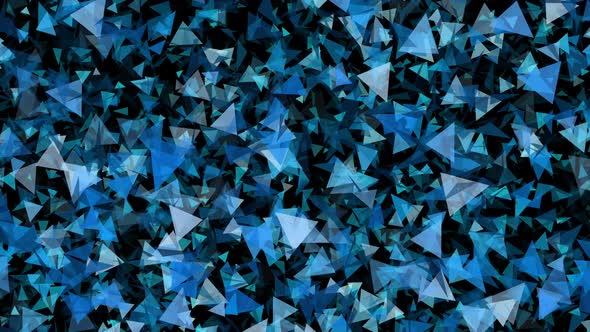 Dynamic pattern background of blue and white polygons which look like mirrors turn slow at the top o