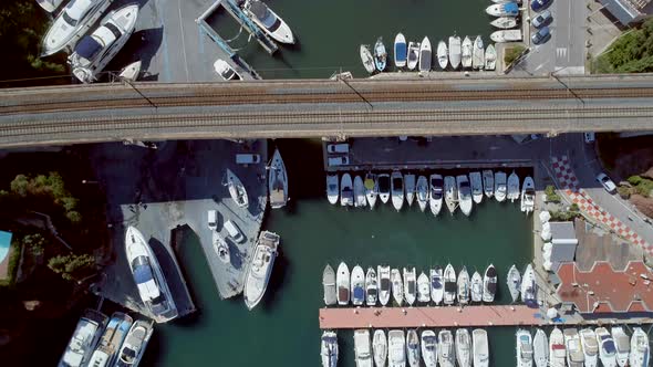 Bird's Eye View of a Yacht and Boat Marina