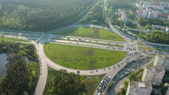 Aerial View of a Car Interchange