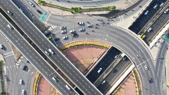4K : Aerial view and top view of traffic on city.