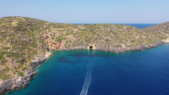 Aerial View of Boats in the Mediterranean Sea, Crete, Greece