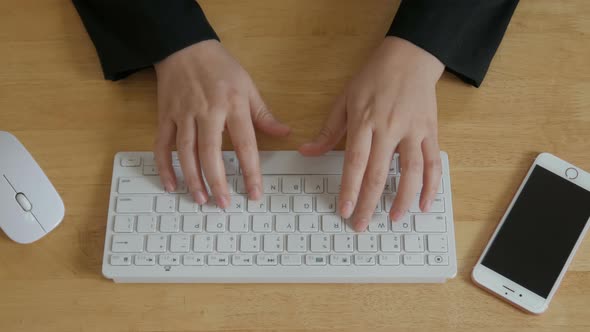 Typing On Wireless Keyboard Overhead View