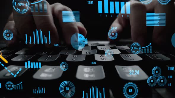 Creative visual of business big data and finance analysis on computer