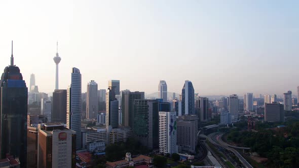 Kuala Lumpur Cityscape Morning Sunshine Timelapse Skyscrapers Panorama