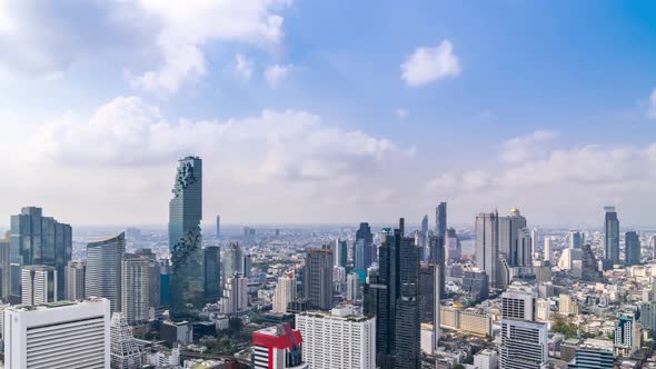 Bangkok business district city center above Silom area – Time Lapse