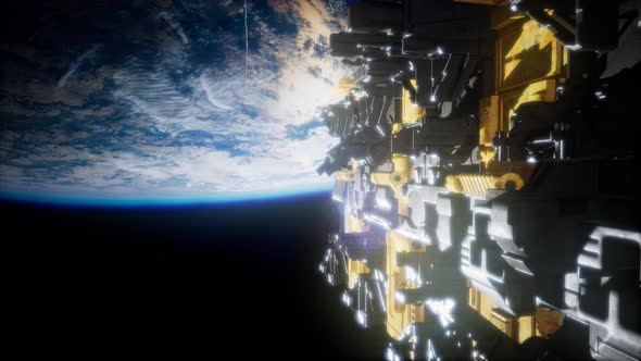 Spaceship with View on Space and Planet Earth alt