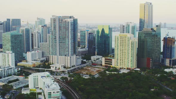 Aerial view of skyscrapers in Miami