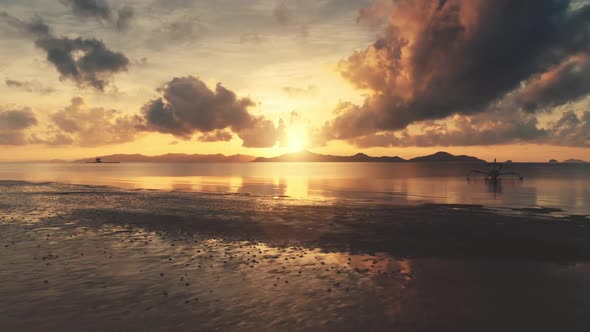 Aerial View Over Evening Sea and Boats alt