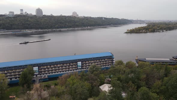 The Main River of Ukraine - Dnipro Near Kyiv. Slow Motion