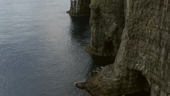 Drone Towards Asmundarstakkur Sea Stack