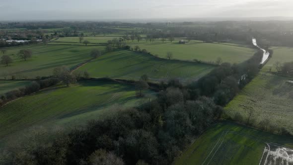 Warwickshire Winter Aerial Landscape Grand Union Canal UK