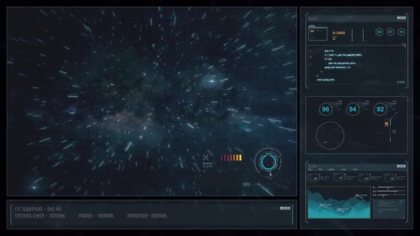 Digital Display Sci-Fi HUD - Space Travel Star Trails