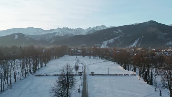 Scenic View Of The Snowy Mountains In Tygodnik Zakopane Poland - wide shot