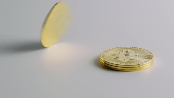 Spinning Bitcoin on White Background