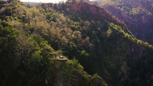 Flying Around the Balcoes Viewpoint in Madeira Portugal