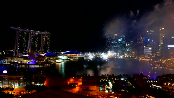 Beautiful colorful firework at Singapore city