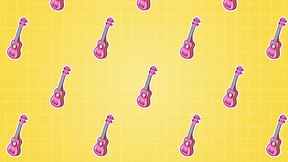 Retro Guitar Sticker Background Animation