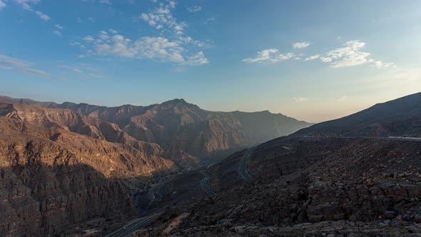 Jebel Jais Mountain Landscape Moving Clouds in Ras Al Khaimah, UAE