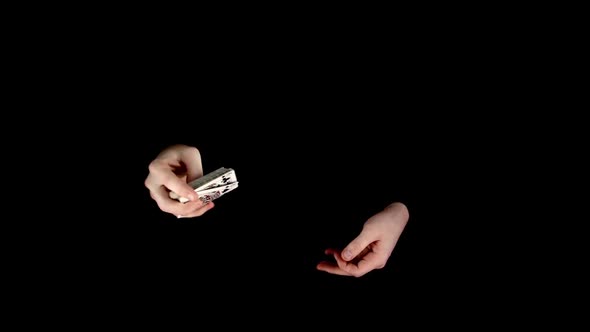 Trick of Magician with Cards, Throwing Cards on Black