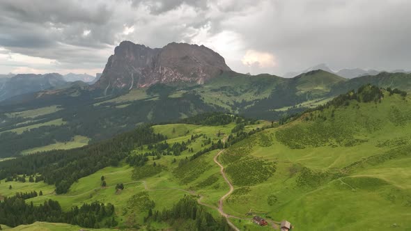 Sunrise in the Dolomites mountains