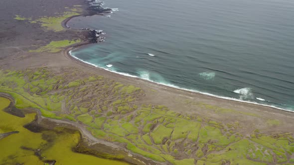 Scenic Ocean At In Reykjanes Peninsula, Iceland - aerial drone shot