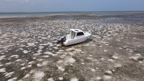 Aerial View of Low Tide in the Ocean Near the Coast of Zanzibar Tanzania