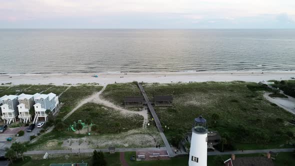 A Lighthouse Stands on the Shore of the Gulf of Mexico in St. George Island, Florida.