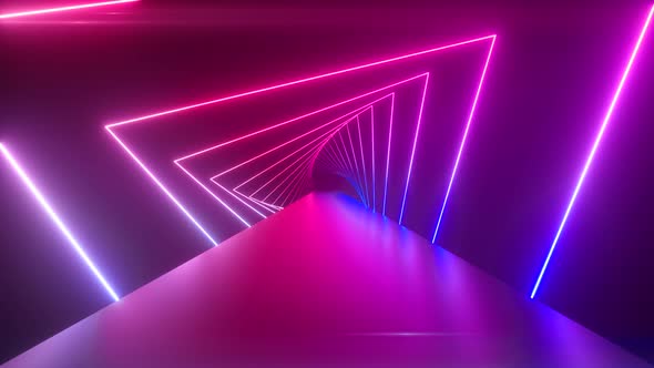 Glowing Rotating Neon Triangles