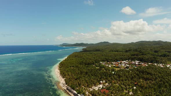 Siargao Island and Ocean Aerial View