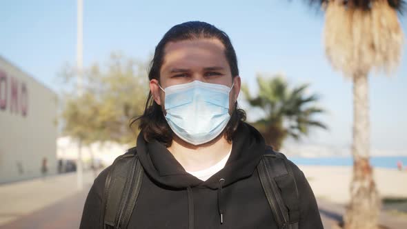 Man Wearing Medical Mask During Coronavirus Vaccinated Man Portrait