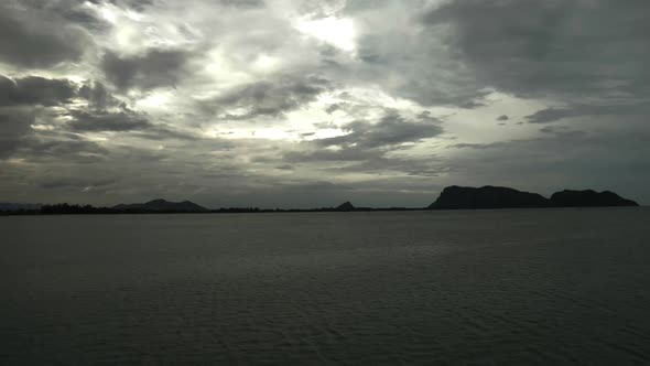 Looking at the bay and the clouds from the beach in Thailand. (slow motion - Angle 003)