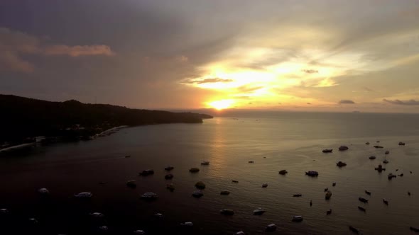 Drone footage of Nui Beach at Koh Phi Phi, Thailand