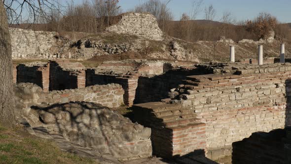 GAMZIGRAD, SERBIA - DECEMBER 25, 2017  Felix Romuliana palace colums built by Roman Emperor Galerius