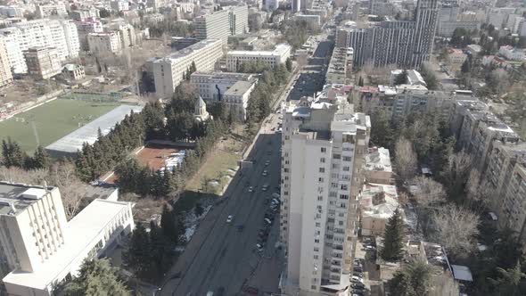 Tbilisi, Georgia - March 3 2021: Flying over Vaja Pshavela Avenue