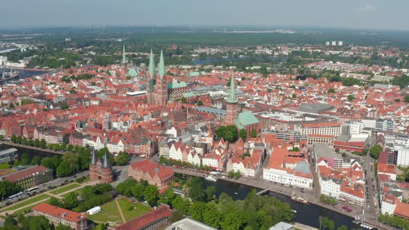 Aerial Panoramic View of Medieval City Centre