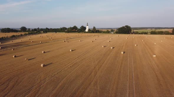 Field With Straw Bales