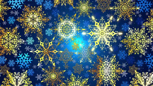 Gold Blue Snowflakes