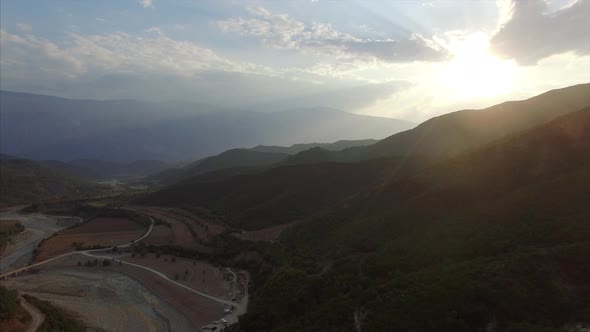 Sun shining on mountains in Albania¬†
