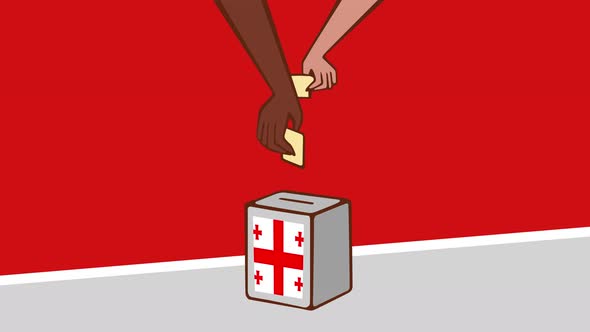 Voting - Close-up of hand casting and inserting a vote in polling box - Georgia