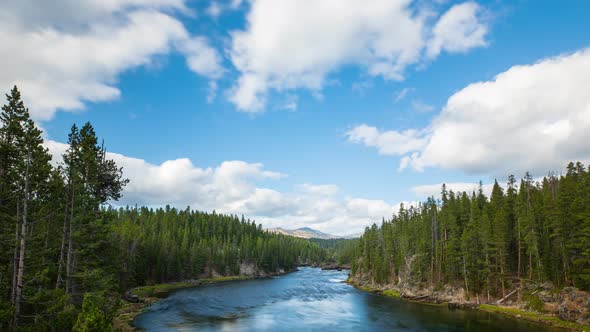 Time lapse of the clouds over the landscape of Yellowstone