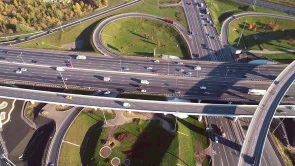 Freeway Intersection Traffic Trails in Moscow