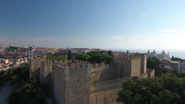 Aerial view of Sao Jorge castle in Lisbon, Portugal